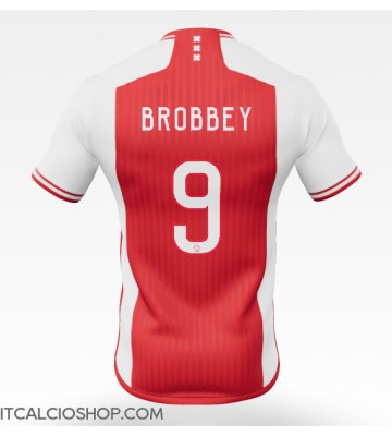 Ajax Brian Brobbey #9 Prima Maglia 2023-24 Manica Corta